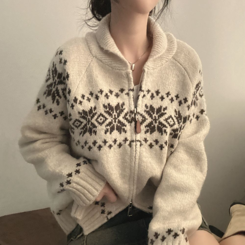 Nouveau automne hiver femmes mode élégant tricots à manches longues pull automne Style coréen décontracté haut tricoté fermeture éclair revers veste