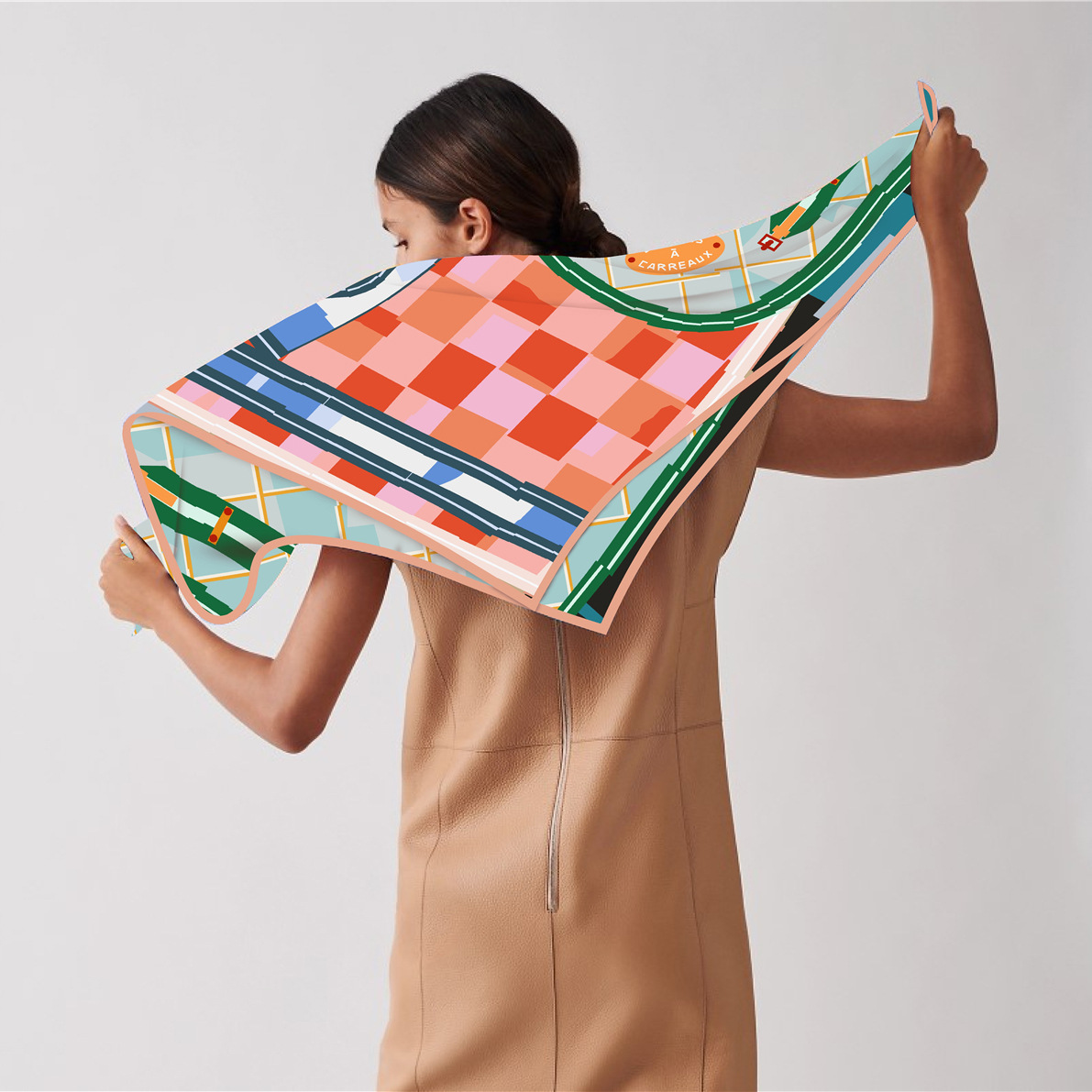 Foulard en soie sergé châle marque de luxe Plaid tête de cheval imprimé Foulard carré femmes Hijabs Bandana Foulard foulard foulards