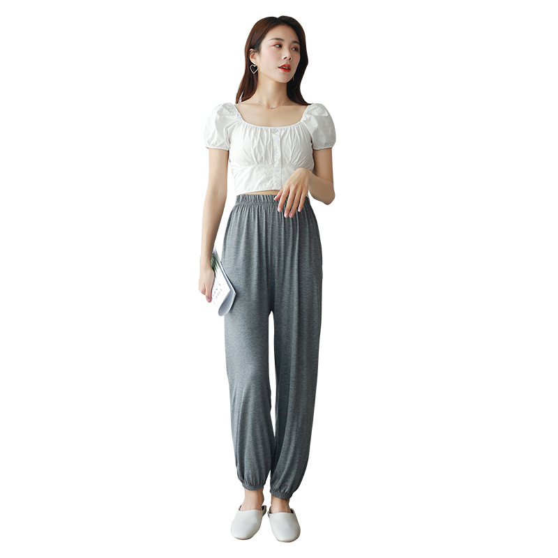 Pantalon de pyjama d'automne en Modal pour femme, tenue de maison, vêtements de nuit