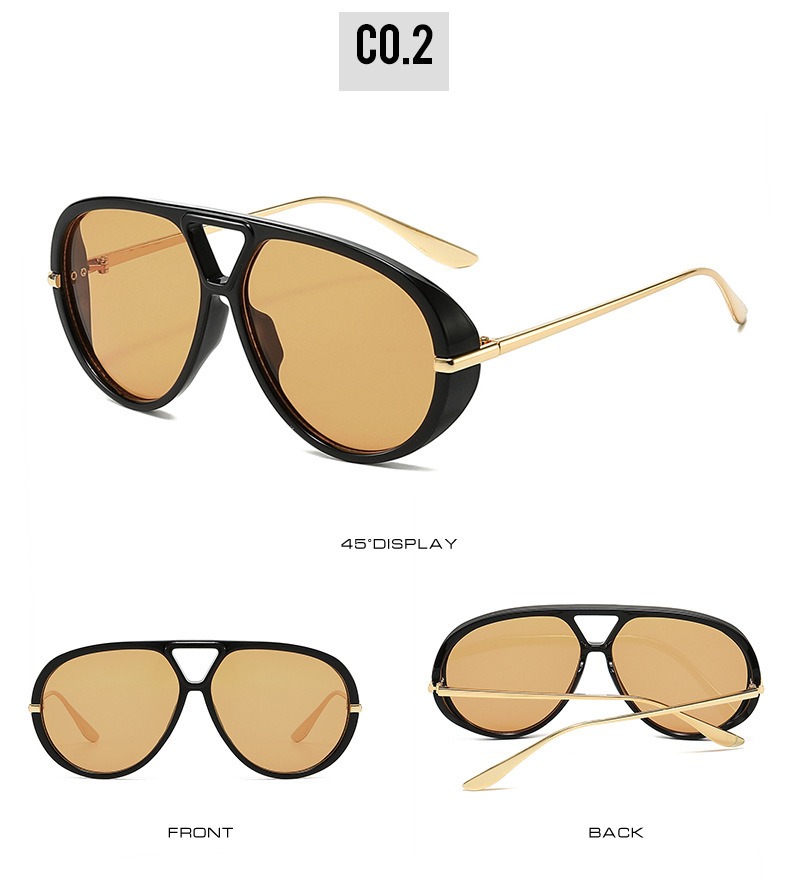 Lunettes de soleil oversize style pilote 2025 – Nouveauté vintage à double pont pour femme – Design de marque de luxe tendance – Idéales pour l'extérieur