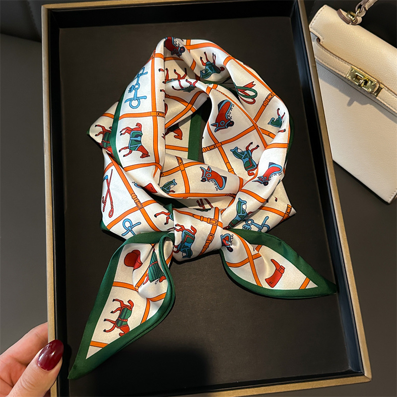 Écharpe en soie légère de luxe, longue écharpe en soie imitation soie, double couche, imprimée, polyvalente, cravate professionnelle, foulard pour chemise