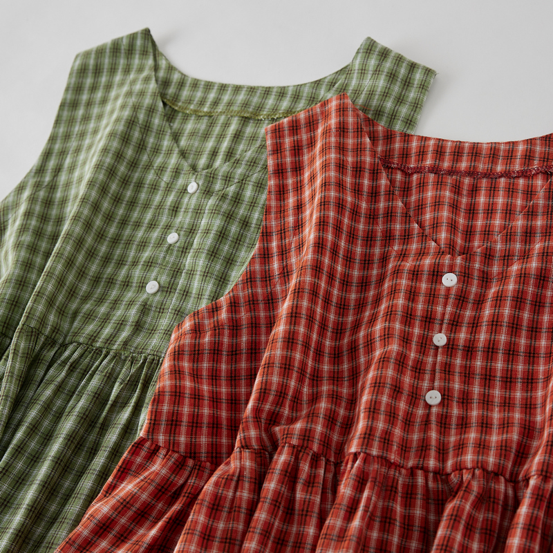 Robe mi-longue à carreaux en fibre de coton pour femmes, mode coréenne et japonaise, mode de rue décontractée, robe de travail élégante pour dames, été