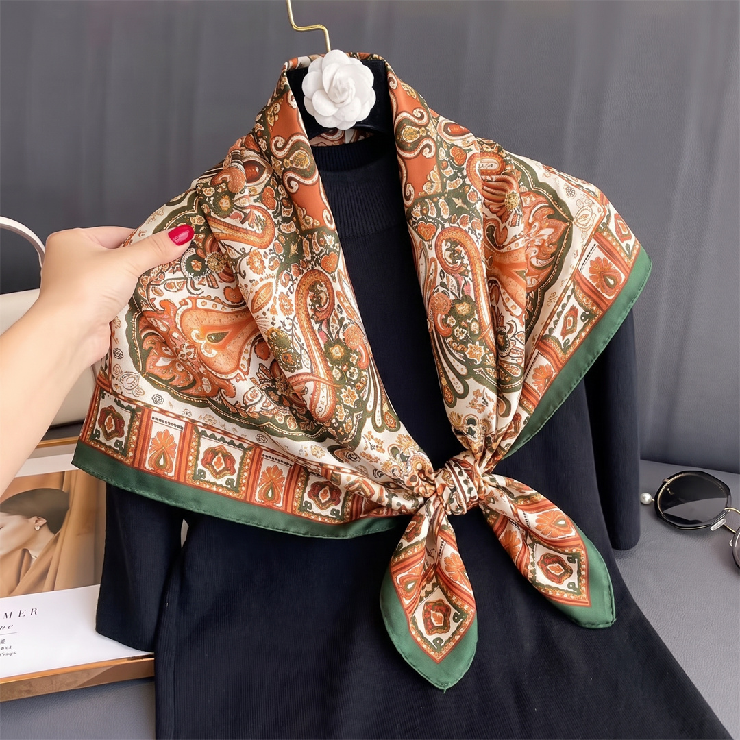 Nouveau Foulard Carré en Soie pour Femme, Marque de Luxe, 90 cm, Imprimé Satiné, Hijab, Écharpe, Paréo, Bandana, Châle, Bandeau, Foulard Musulman