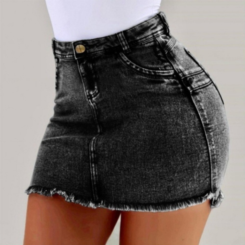 2025 Mini jupe femmes lavage Mini femme jupes courtes été femmes Sexy Denim jupe jupes pour femmes genou longueur décontracté