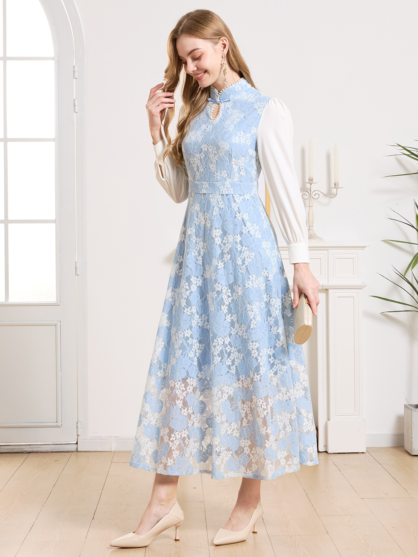 Robe élégante pour femmes DEVCHATA, printemps-été, robes de soirée luxueuses en dentelle, manches longues, vêtements de soirée formels pour femmes
