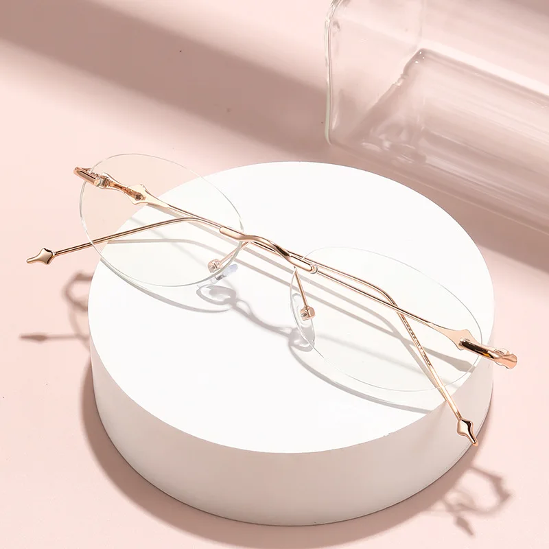Petites lunettes photochromiques ovales pour myopie, femmes et hommes, monture sans cadre, verres négatifs, lunettes tendance pour l'extérieur -1.0-2.0-4.0