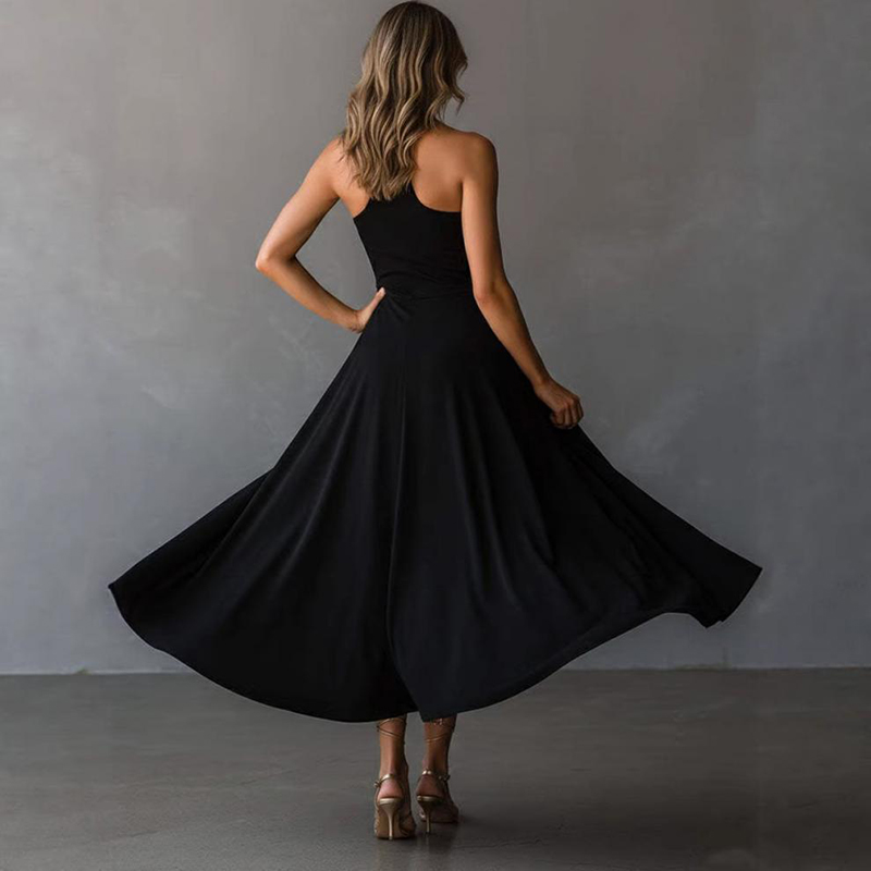 Robe longue élégante sans manches à col halter pour femme, robe de soirée tendance pour femme, nouvelle robe maxi tendance pour l'été