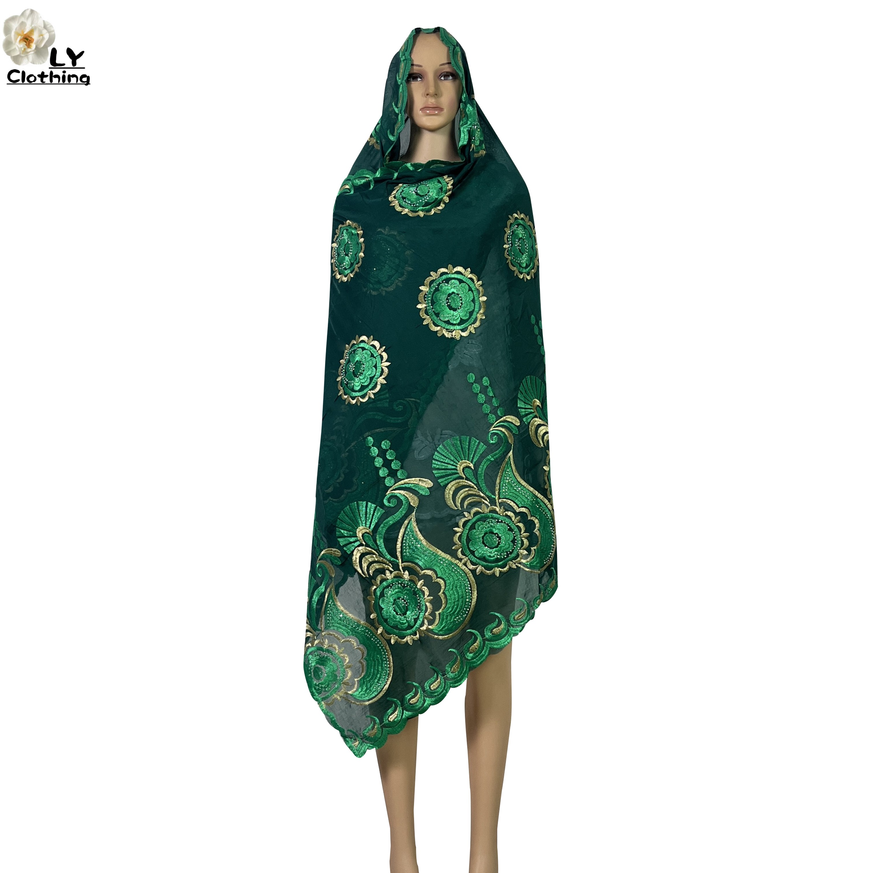 Dernière offre spéciale femmes africaines 100% coton écharpe femmes musulmanes Hijab dubaï broderie écharpes coton islamique femmes écharpe châles