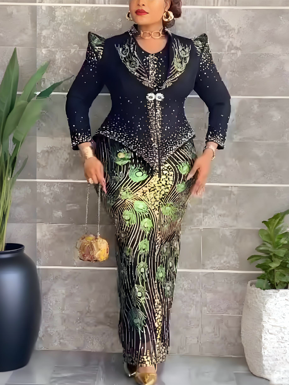 Ensemble de vêtements africains pour femmes, 2 pièces, Dashiki, robe de soirée à paillettes, grande taille, robes longues de fête de mariage turque avec manteau, nouvelle collection 2026