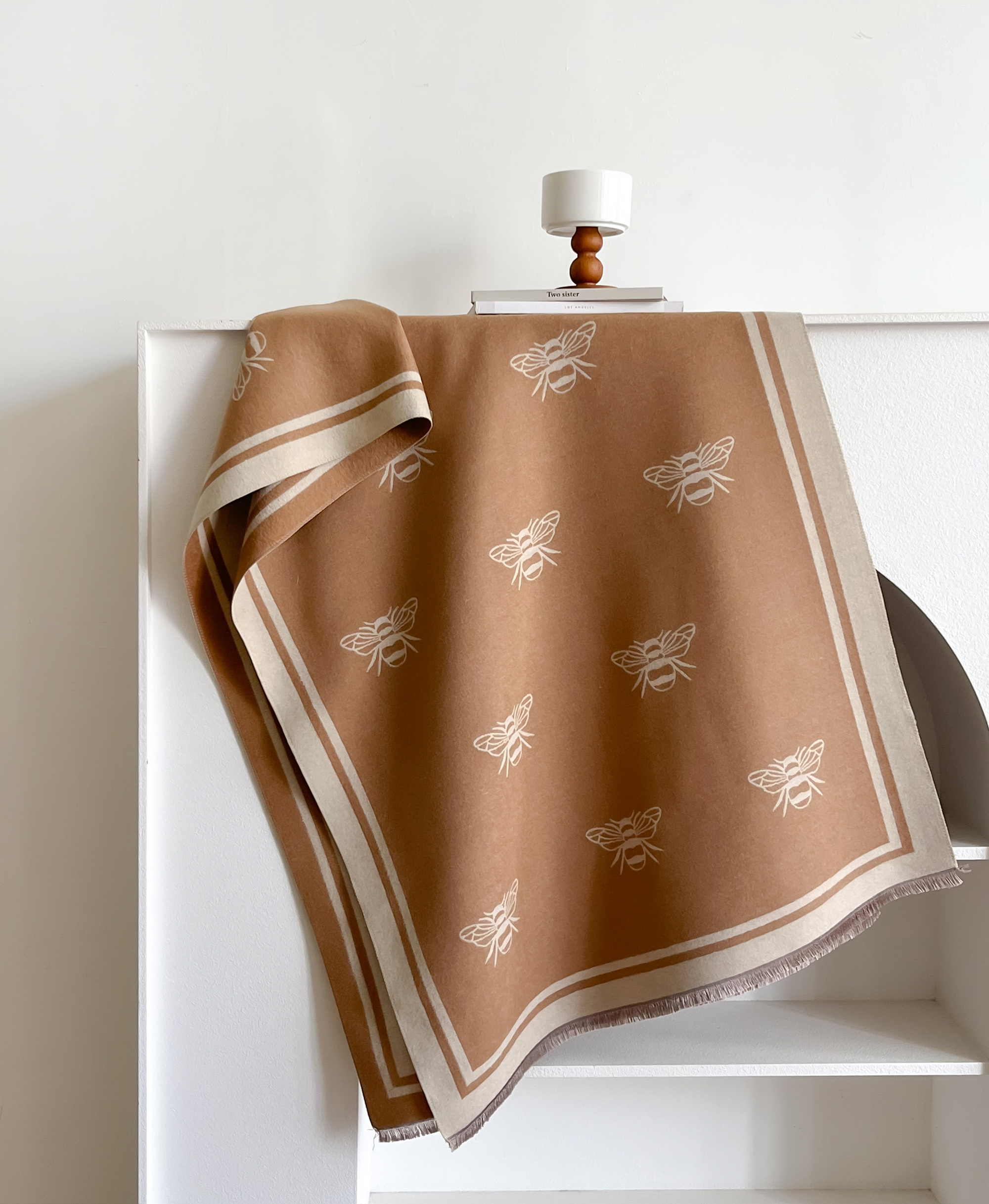 Écharpes Pashmina en Cachemire pour Femme, Jacquard Animal, Couverture Abeille, Châles Doux, Frange Ronde, Marques Chaudes, Designer, Mode Hiver
