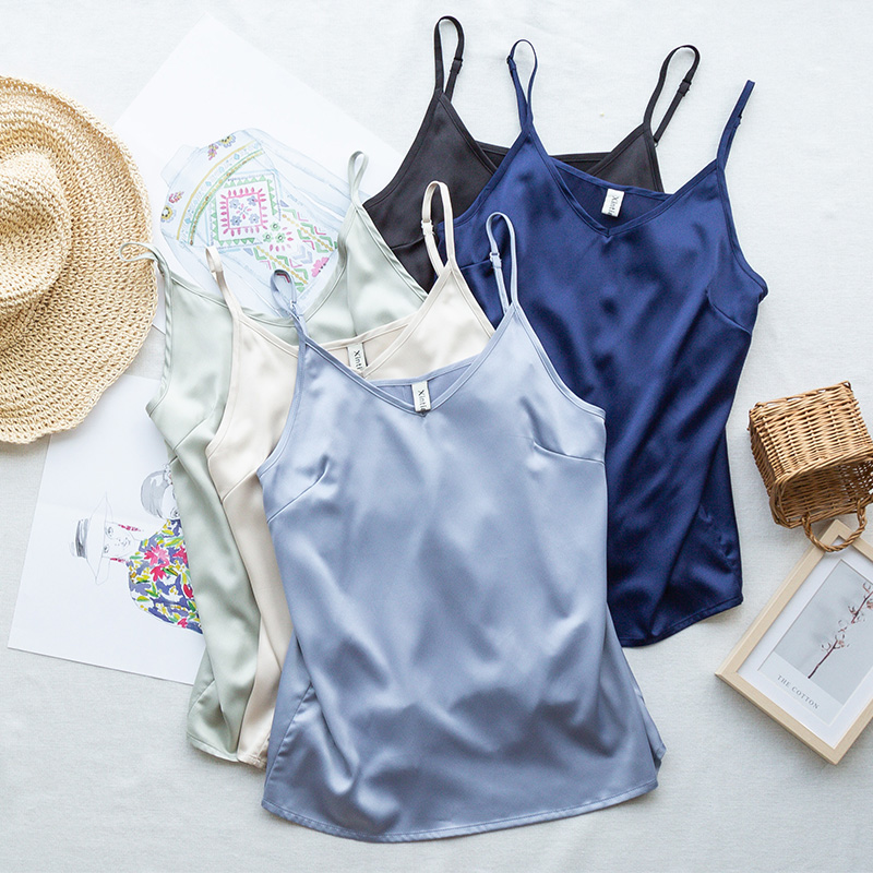 Nouveauté Été 2026 – Débardeurs en satin sexy pour femme, bretelles spaghetti, col en V, sans manches, style vintage Harajuku, streetwear pour filles