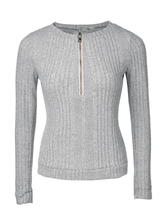 Chemisier à manches longues zippé pour femme – Hauts chics avec fermeture éclair sur le devant, hauts élégants semi-transparents pour tenues formelles décontractées, lavage en machine facile à entretenir