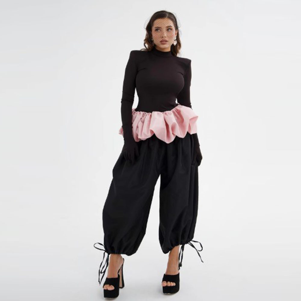 Ensemble deux pièces pour femmes, chemisier à manches longues et pantalon long, vêtements pour femmes, robe de soirée printemps-été