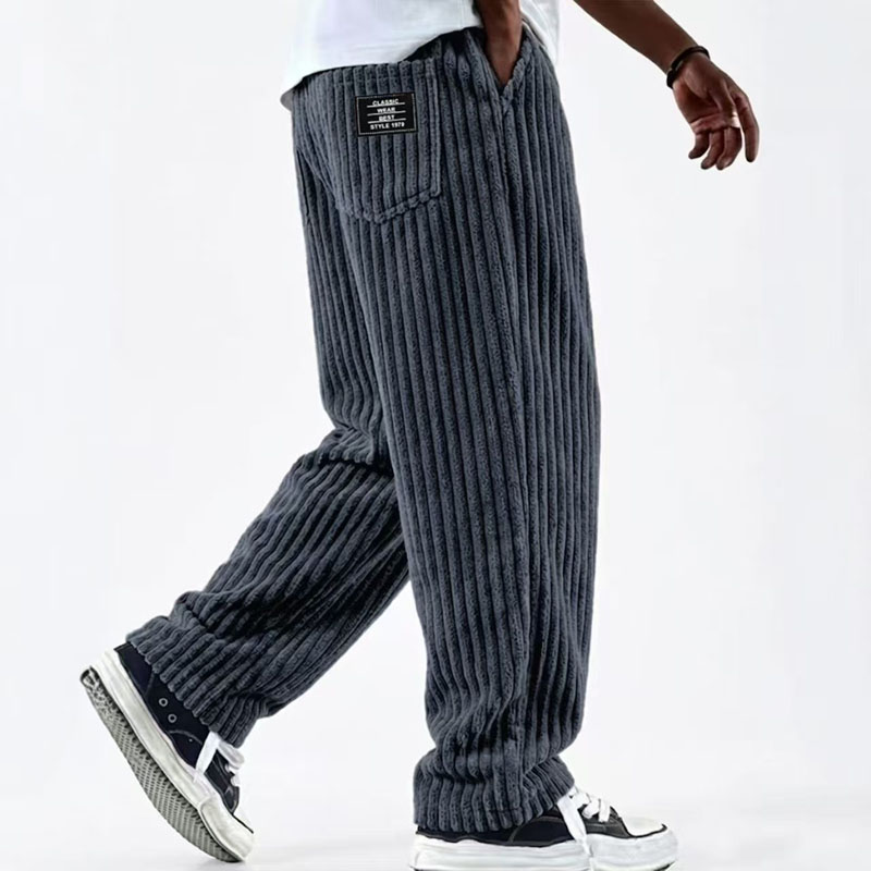 Pantalons décontractés pour hommes, pantalons en velours côtelé, coupe ample, vintage, pantalons baggy, pantalons de survêtement droits, taille élastique, cordon de serrage, streetwear de plein air