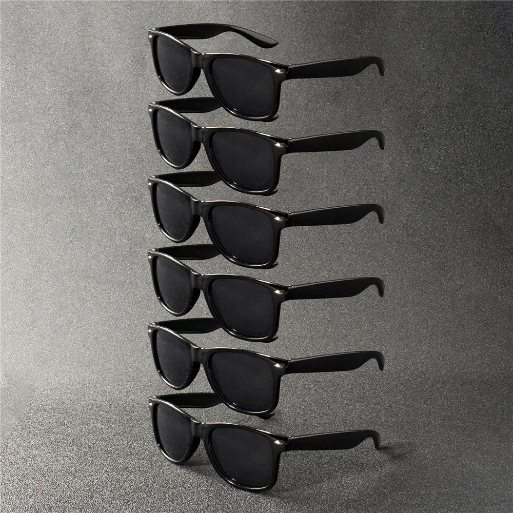 Lunettes carrées noires classiques avec décoration en forme de boulon, 12 pièces, pour fête, photographie, mariage, anniversaire, remise de diplôme, randonnée