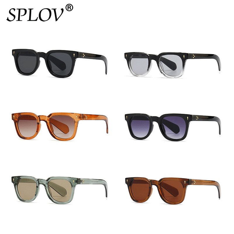 Lunettes de soleil carrées de luxe pour hommes, dégradé de mode, nuances de conduite, Vintage, vert, Rivets tendance, UV400