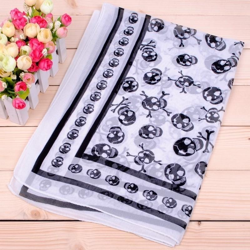 Foulards doux pour femmes, 1 pièce, mode crâne, longs enveloppes, châle, écharpe de plage