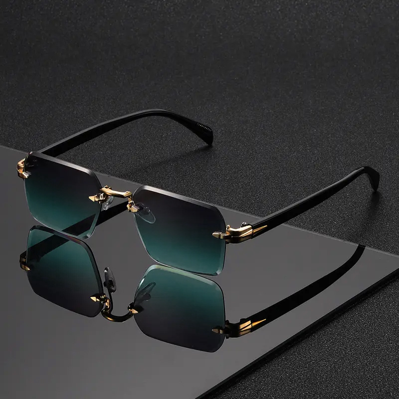 1 paire de lunettes de soleil rectangulaires sans monture, tendance et élégantes, idéales pour les vacances, les fêtes, les cadeaux et les festivals de musique