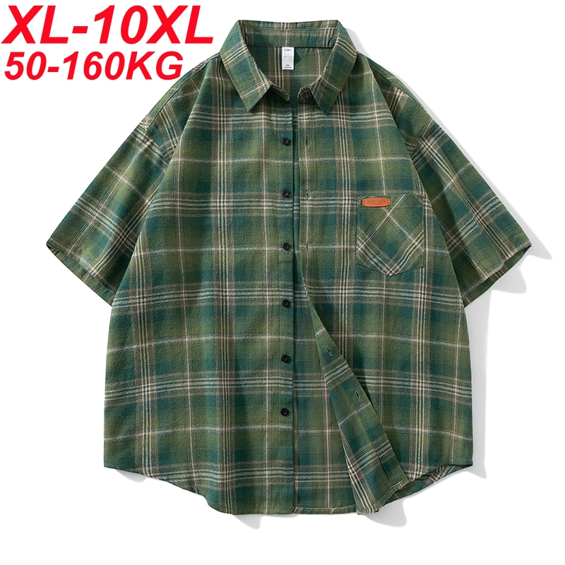 Grande taille 10xl 9xl chemise hommes printemps été surdimensionné Vintage chemise à carreaux 5xl 6xl 7xl 8xl grande taille loisirs Blouse mâle