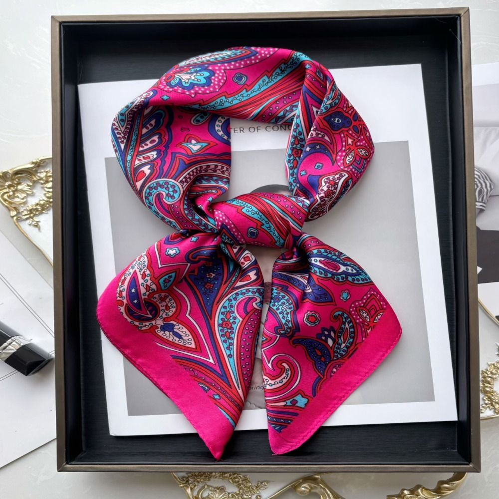 Foulard carré imprimé imitation soie pour femme, écharpe de cou, châle, foulard pour cheveux, poignet, tête, hijab, bandana, collection printemps