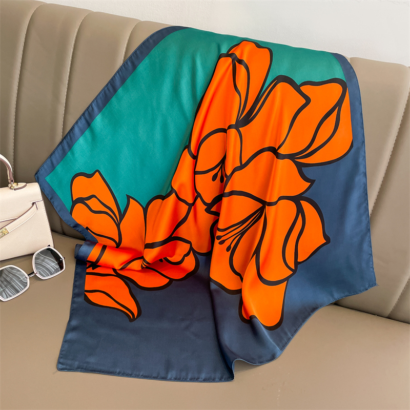 Foulard carré en soie pour femmes, Bandana en Satin imprimé, bandeau, mode dame, châle et enveloppe pour cheveux, foulard Hijab, 2024