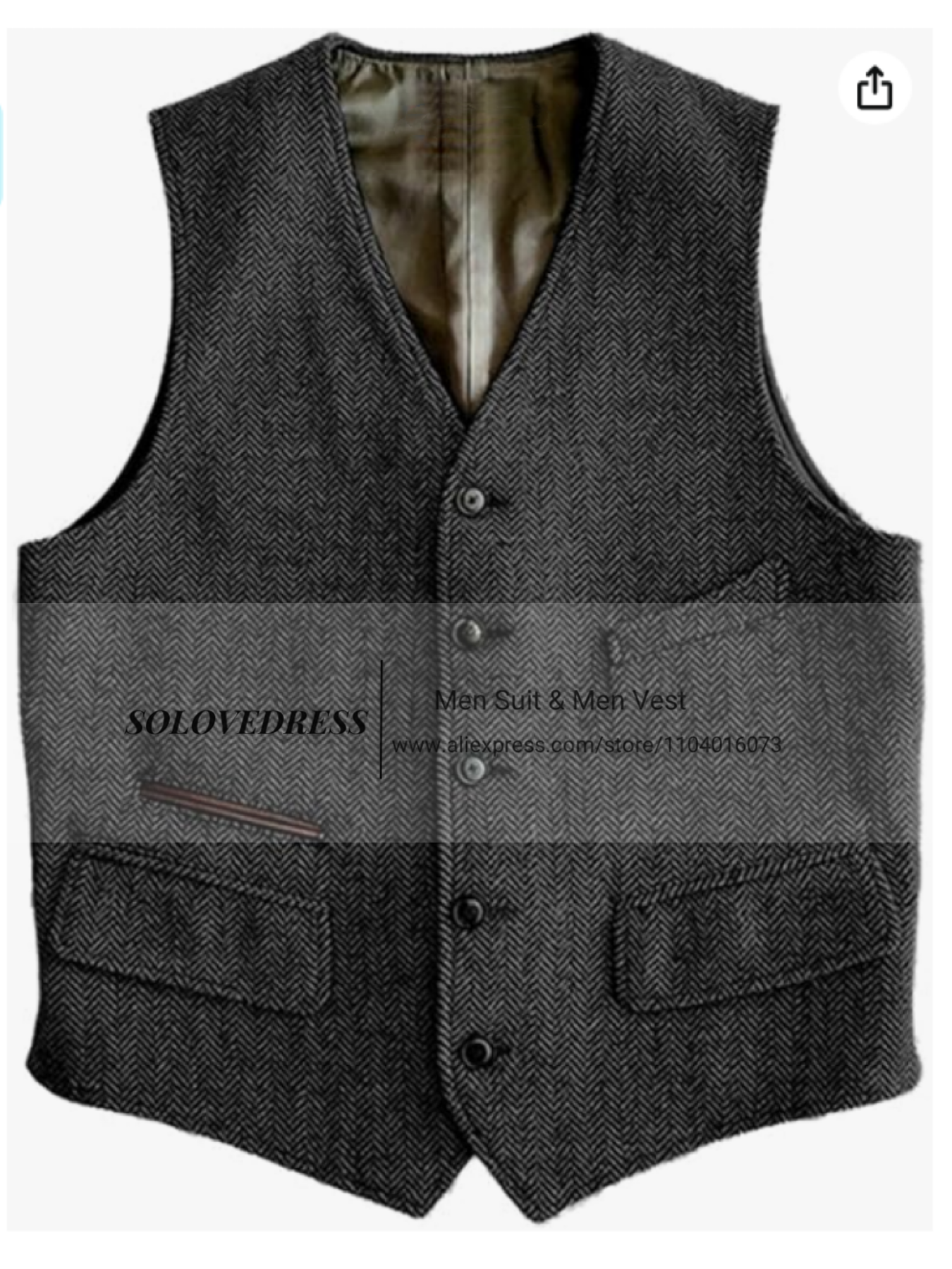 Gilet pour hommes coupe ajustée costumes gilet à chevrons Tweed cran revers laine affaires gilet décontracté Grossmen pour mariage