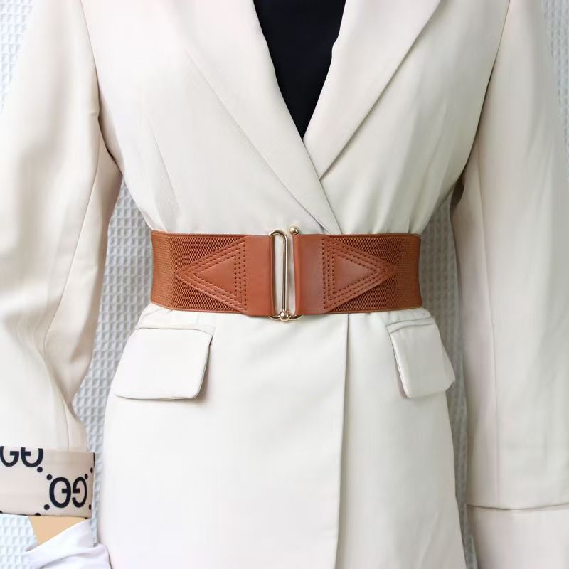 Ceinture avec ceinture élastique pour femmes, jupe décorative simple, manteau élastique polyvalent, assorti à la mode, robe, ceinture large
