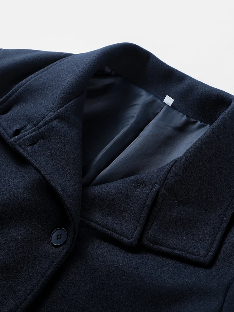 Col montant femmes hiver laine manteaux 2025 automne simple boutonnage ample femme à manches longues veste bureau dame rue manteau court
