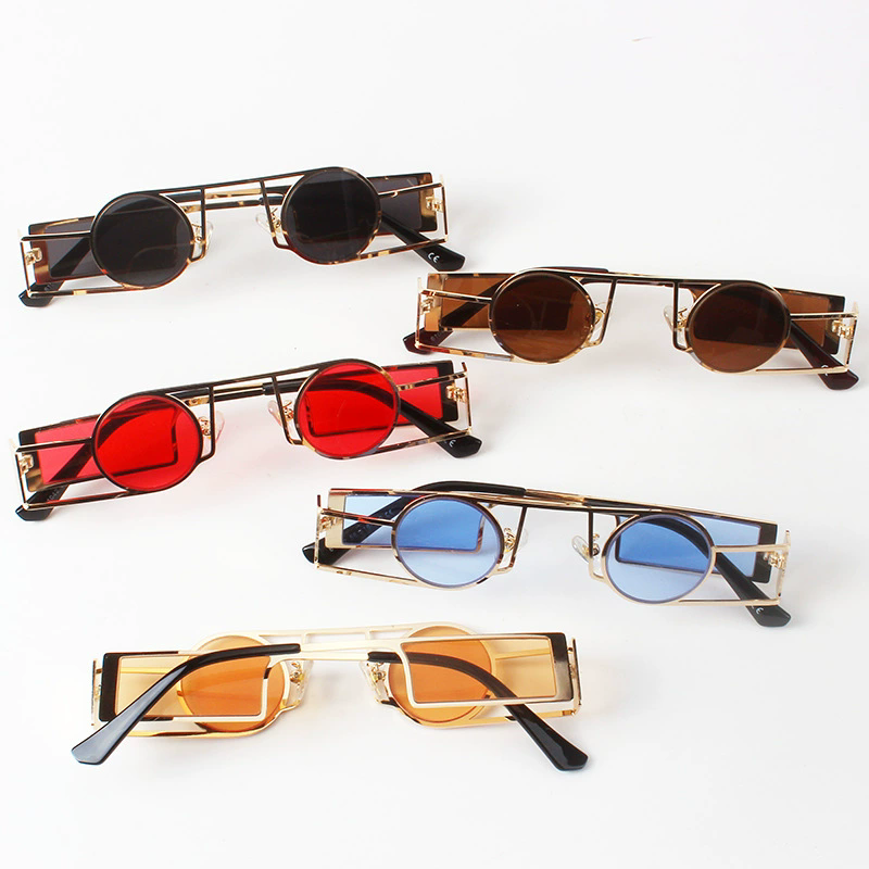 Mode Punk lunettes rondes pour femmes hommes marque de luxe Vintage cadre en métal lunettes de soleil femme classique à la mode Ins Style lunettes de soleil