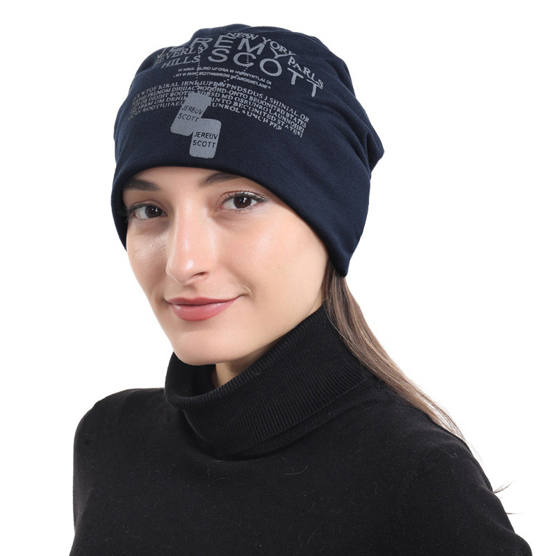 Bonnet Baggy en coton doux pour hommes et femmes, automne et printemps, Skullcaps amples, mode lettre imprimée Hip Hop, Bonnet chaud unisexe