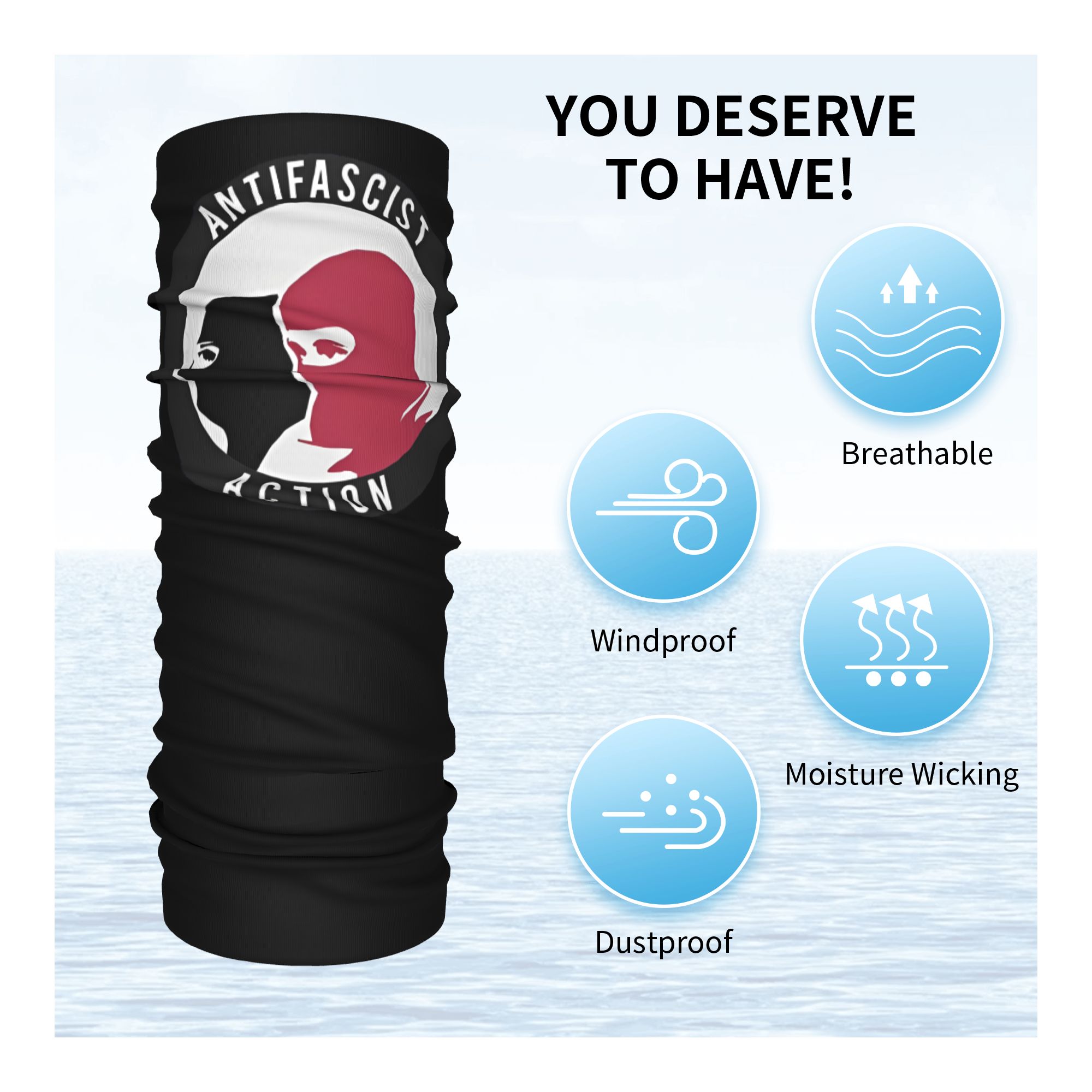 Anti fasciste Bandana cache-cou imprimé foulard chaud cyclisme écharpe cyclisme pour hommes femmes adultes toutes saisons