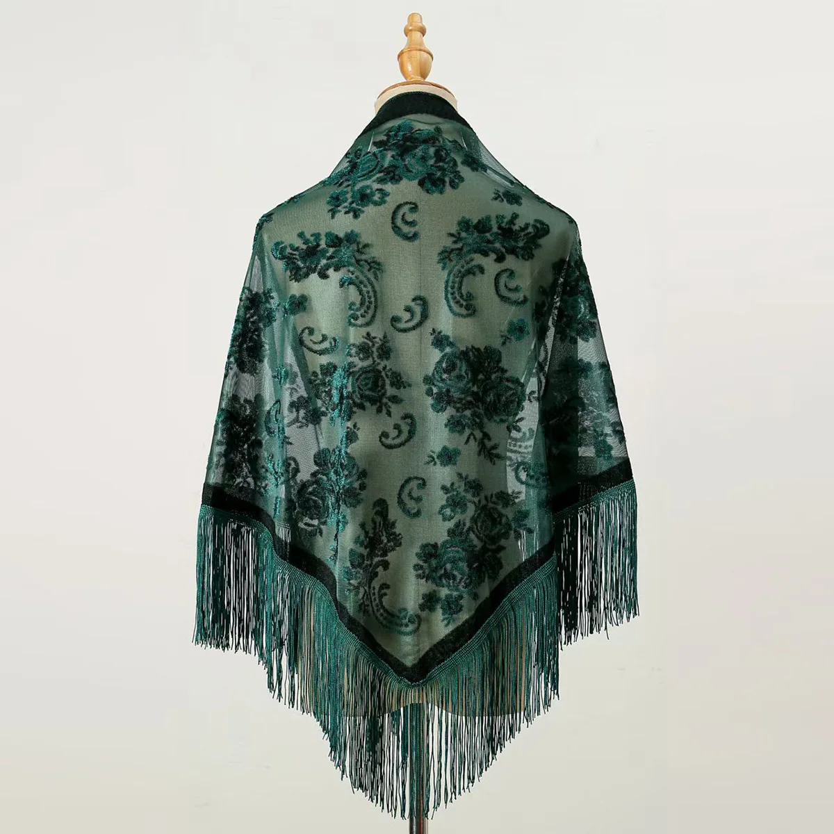 Classique Paisley velours brodé Triangle écharpe châle noyer motif Floral gland écharpe printemps automne accessoires saisonniers