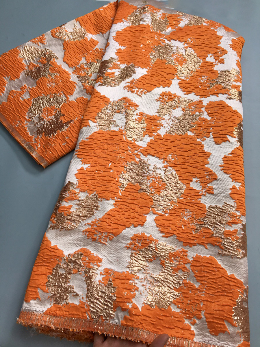 Tissu nigérian en brocart 2025, haute qualité, 2.5 Yards, Jacquard africain, dentelle dorée, luxe pour femmes, robes de soirée