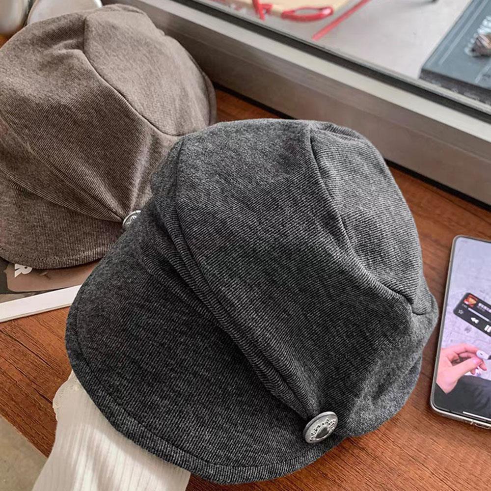 Béret japonais pour femmes, casquette de journal Vintage, chapeau de peintre britannique, grande taille de tête, chapeau d'artiste octogonal, casquettes d'automne et d'hiver