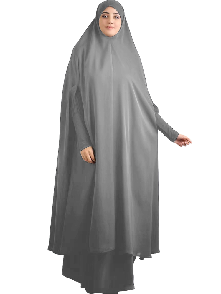 Femmes prière vêtement 2 pièces ensemble Ramadan musulman à capuche longue Khimar Hijab robe Abaya couverture complète Eid robe Abayas Niqab Jilbab