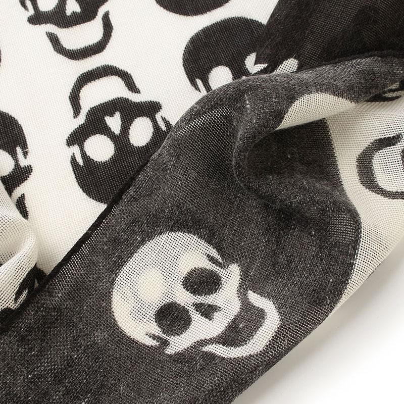 Foulards carrés en coton et lin à imprimé crâne pour femmes, bandanas, foulards de tête et cache-cols tendance printemps-automne, Marque 2026