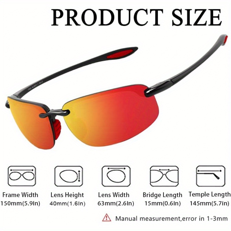 Lunettes de soleil polarisées pour hommes et femmes, monture sans bordure Tr90, légères et durables, protection pour la course à pied, la pêche, le baseball