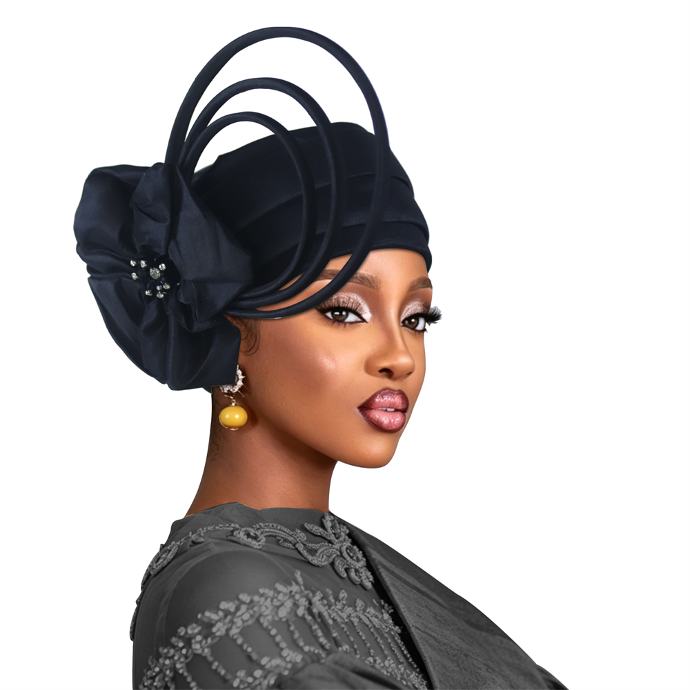 Bonnet Turban Plissé Fleur Diamant pour Femmes, Foulards Africains, Coiffes Musulmanes, Voiles, Bonnets, Turbante Mujer