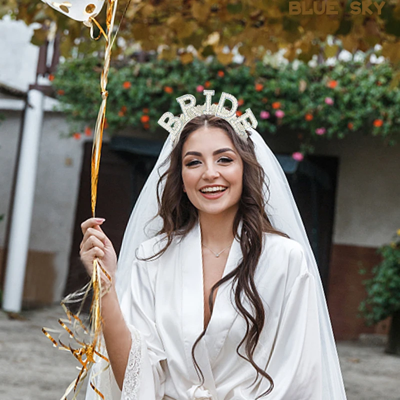 Mariée To Be, bandeau couronne avec voile, accessoires de cheveux de mariée de luxe, cadeau de décoration de dîner de fiançailles