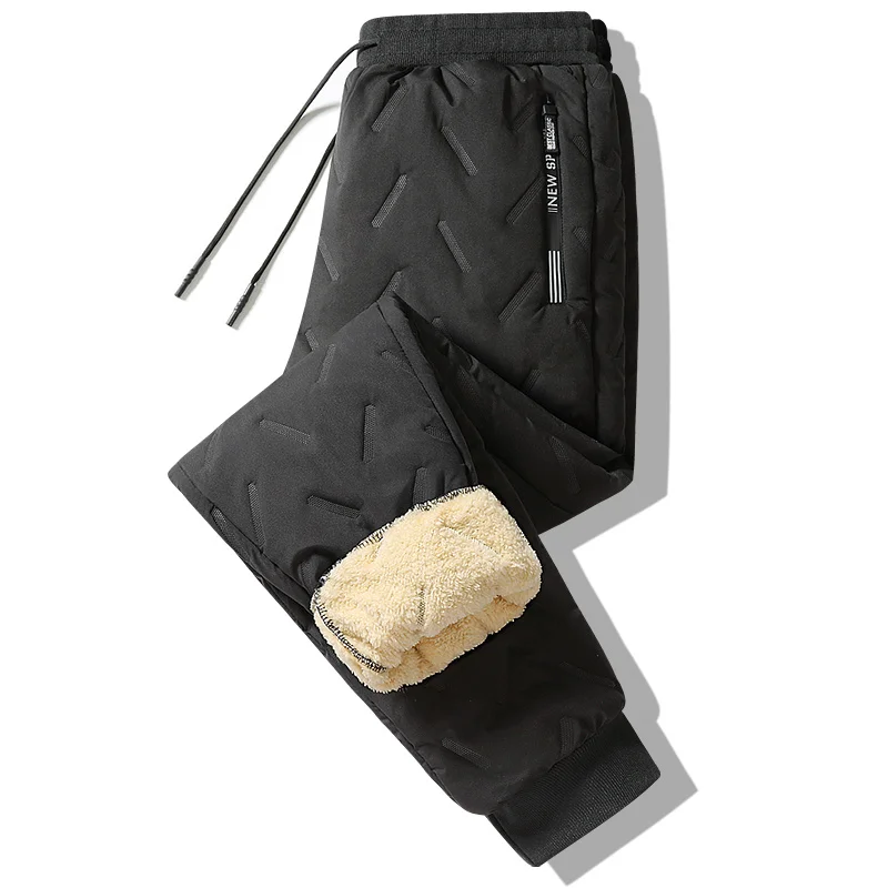 Vêtements de survêtement d'hiver pour hommes, pantalon de survêtement en polaire épaisse en laine d'agneau, pantalon thermique décontracté, imperméable, coupe-vent, en coton chaud