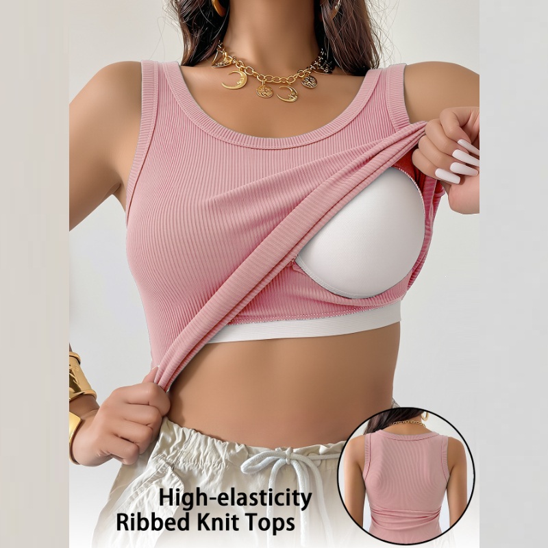Débardeur sans bretelles pour femme avec larges bretelles, coussinets intégrés, grande taille, gilet de sport polyvalent, vêtements pour femme