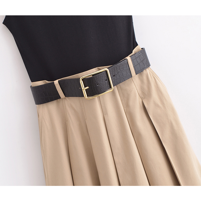 MUJER 2025 femme robes ceinture plissée robe mi-longue femmes sans manches robe d'été femme tricoté robes de soirée pour les femmes robe d'été