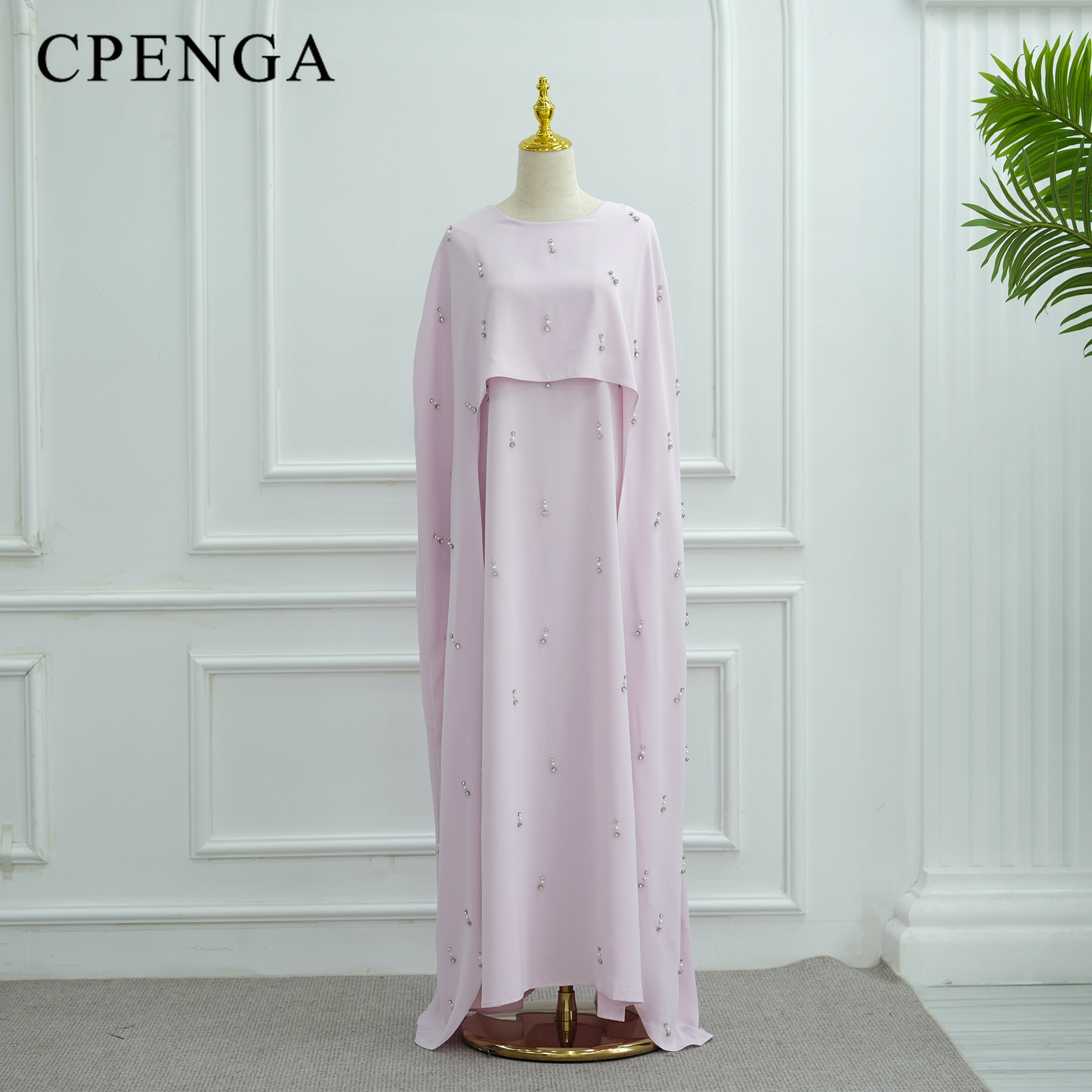 Ensemble de Robe Abaya modeste deux pièces pour femmes musulmanes, Kaftan en perles turques, Style islamique arabe du moyen-orient, pour Ramadan, 2025