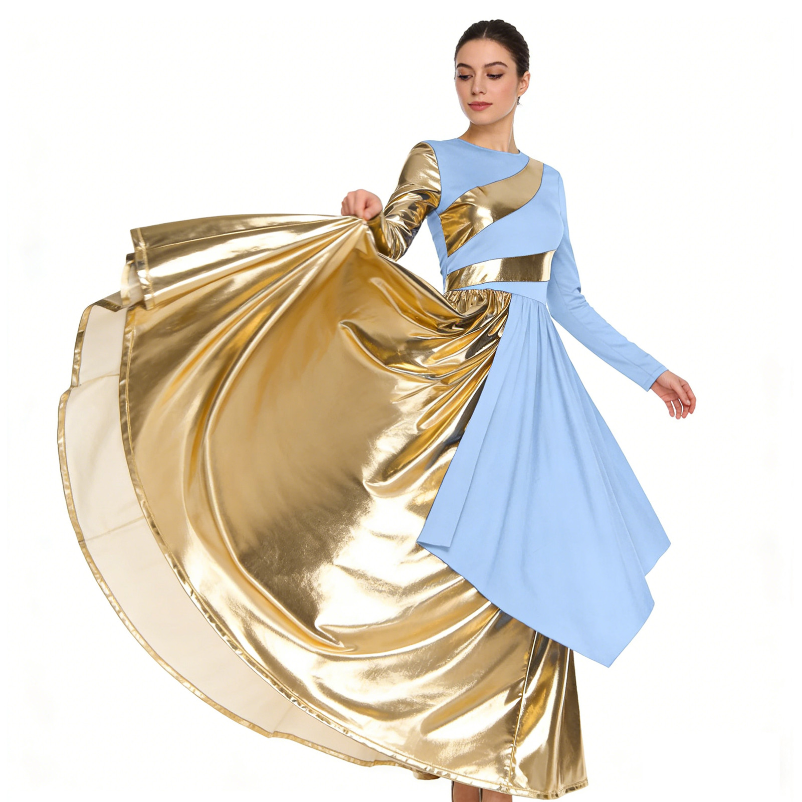Tunique de danse de spectacle de chorale de louange liturgique pour femmes, Costume de cérémonie contemporaine, vêtements de danse lyrique, robes d'église de culte