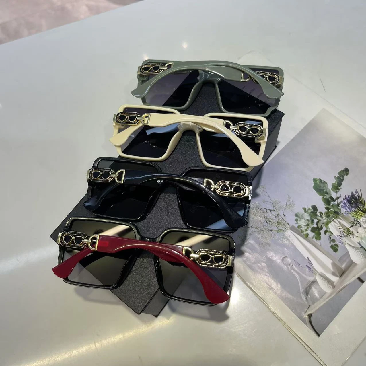 Lunettes de soleil pour femmes, haute définition, légères, luxe, monture rectangulaire, montures de lunettes et lunettes de soleil à la mode