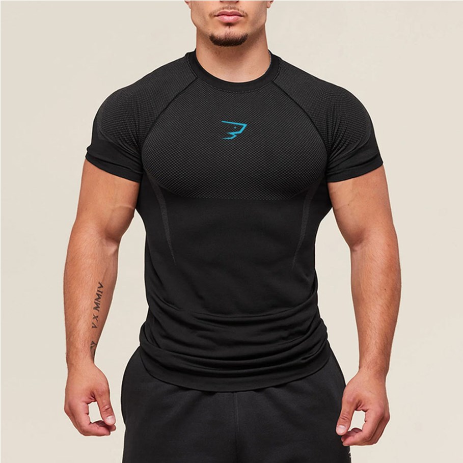 T-shirts pour hommes, t-shirts de course en plein air, hauts de sport pour la gym, vêtements de fitness respirants à séchage rapide, t-shirts d'entraînement ajustés