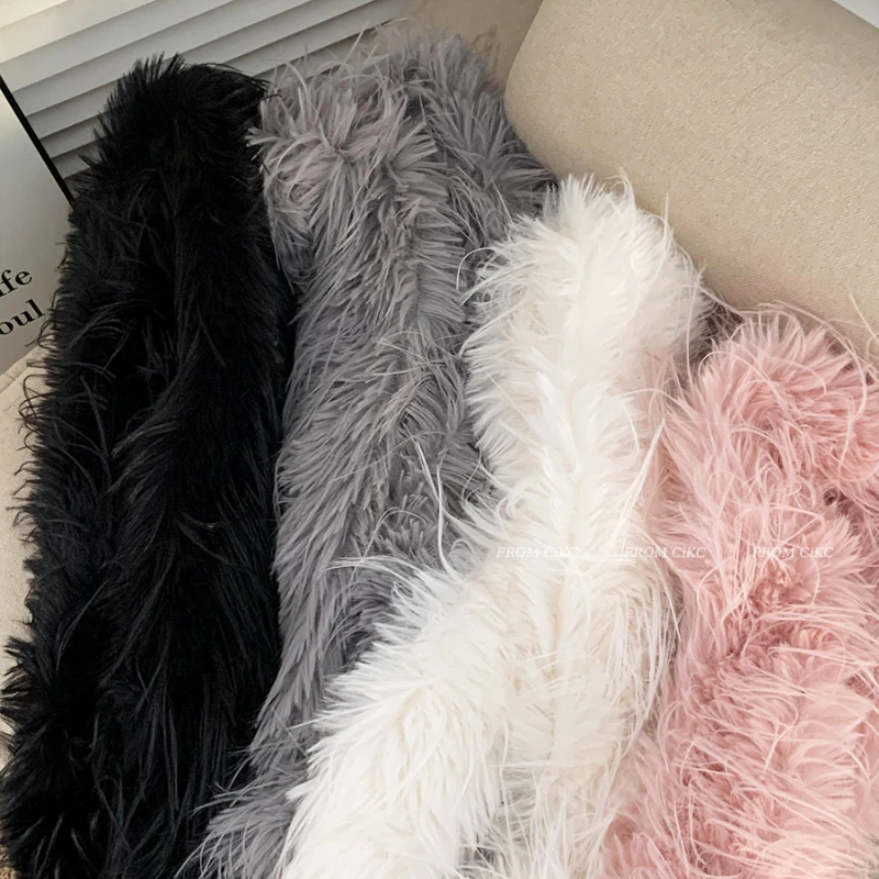 Écharpe en fourrure de vison moelleuse pour femmes et filles, longue bande en peluche à la mode, écharpe chaude, designer coréen, luxe, 216.239., Y2K