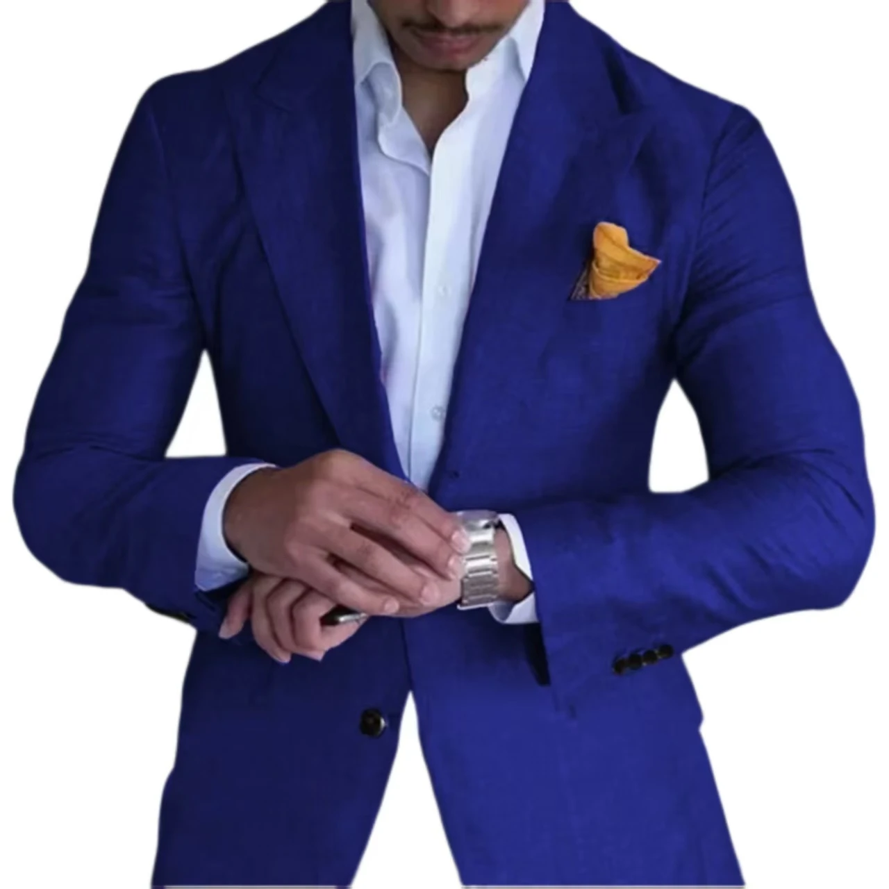 Veste élégante 1 pièce pour homme, en lin, simple boutonnage, pour fêtes, vêtements haut de gamme, blazer personnalisé, été, plage