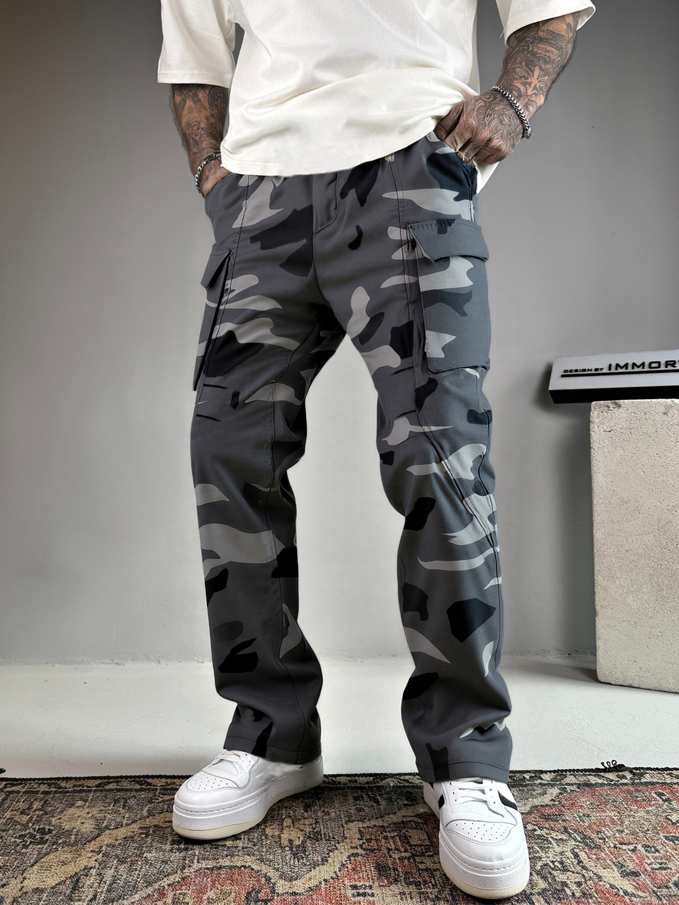 Pantalons décontractés pour hommes mode extérieure camouflage jambe droite pantalons décontractés tendance pantalons tactiques de base hommes