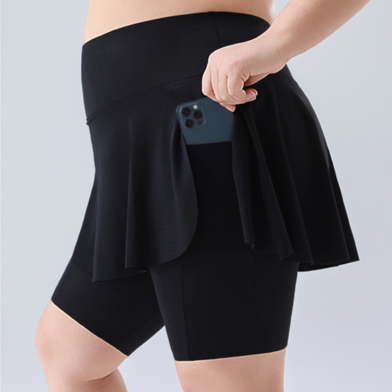 Jupes-shorts de Yoga grande taille pour femmes, jupe deux pièces taille haute avec poches, short intégré pour les vêtements de station d'entraînement de Tennis